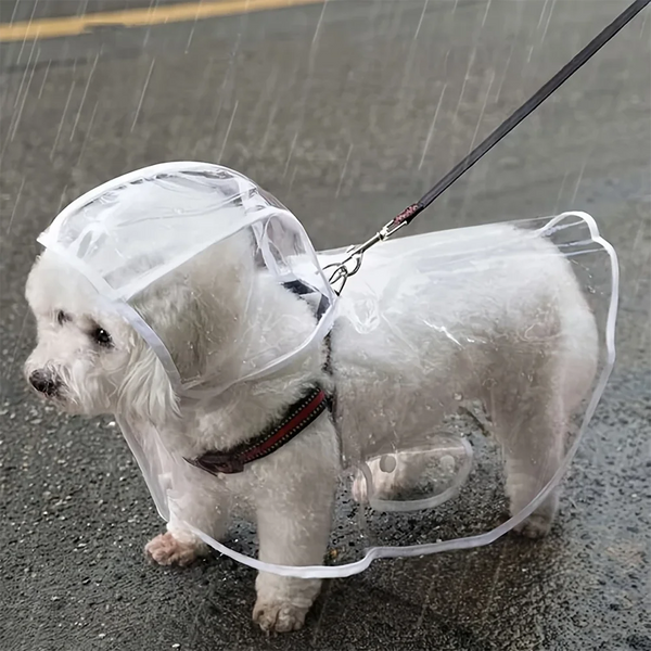 Clear Dog Raincoat with Harness Opening